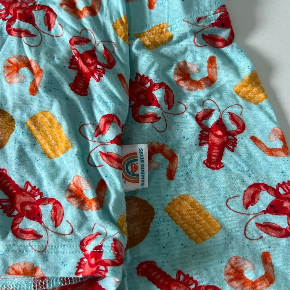 Bamboo Bliss Short and Tee Pajama Set. Louisiana Crab Boil Print. 2T